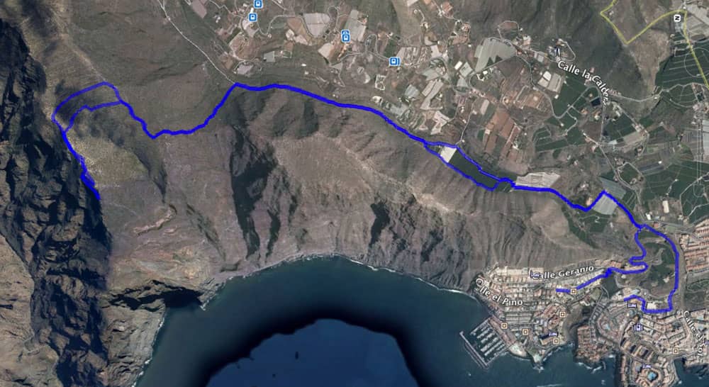 Track Los Gigantes - rock gate El Bujero - Los Gigantes