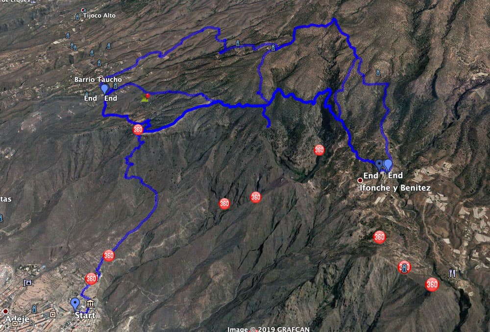 Track of the great circular walk La Quinta and many variants to combine 