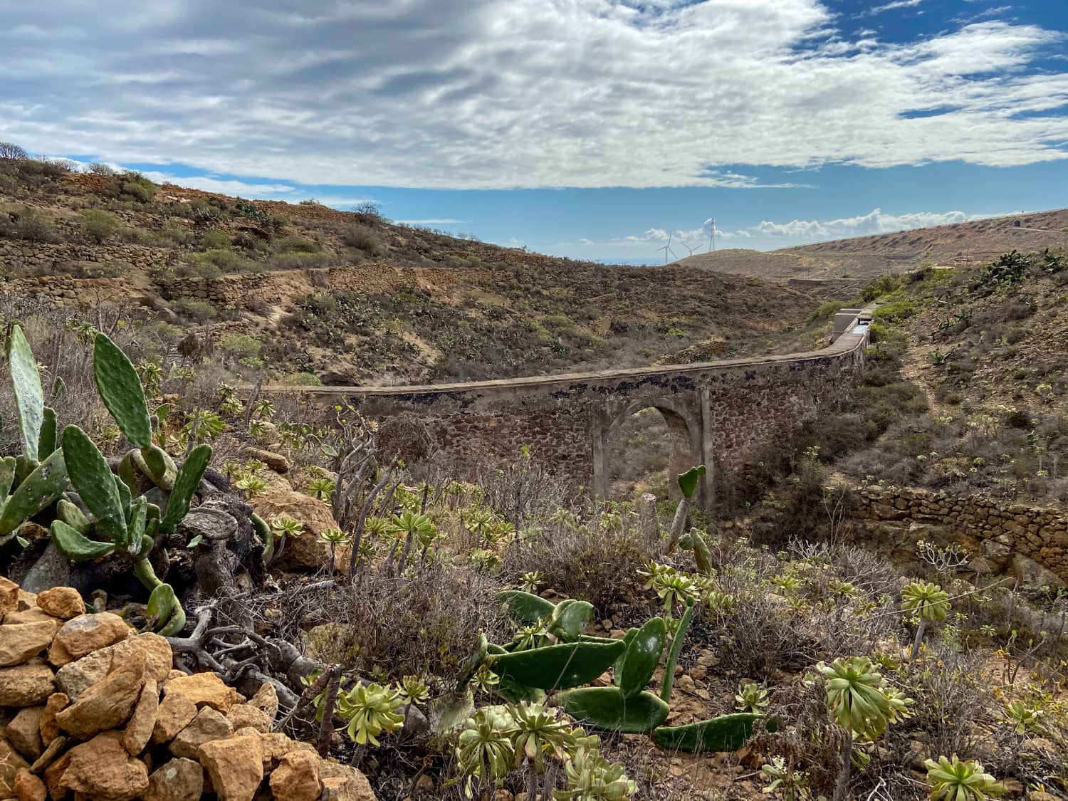 Old bridge with water channel (viaduct) on the hiking trail