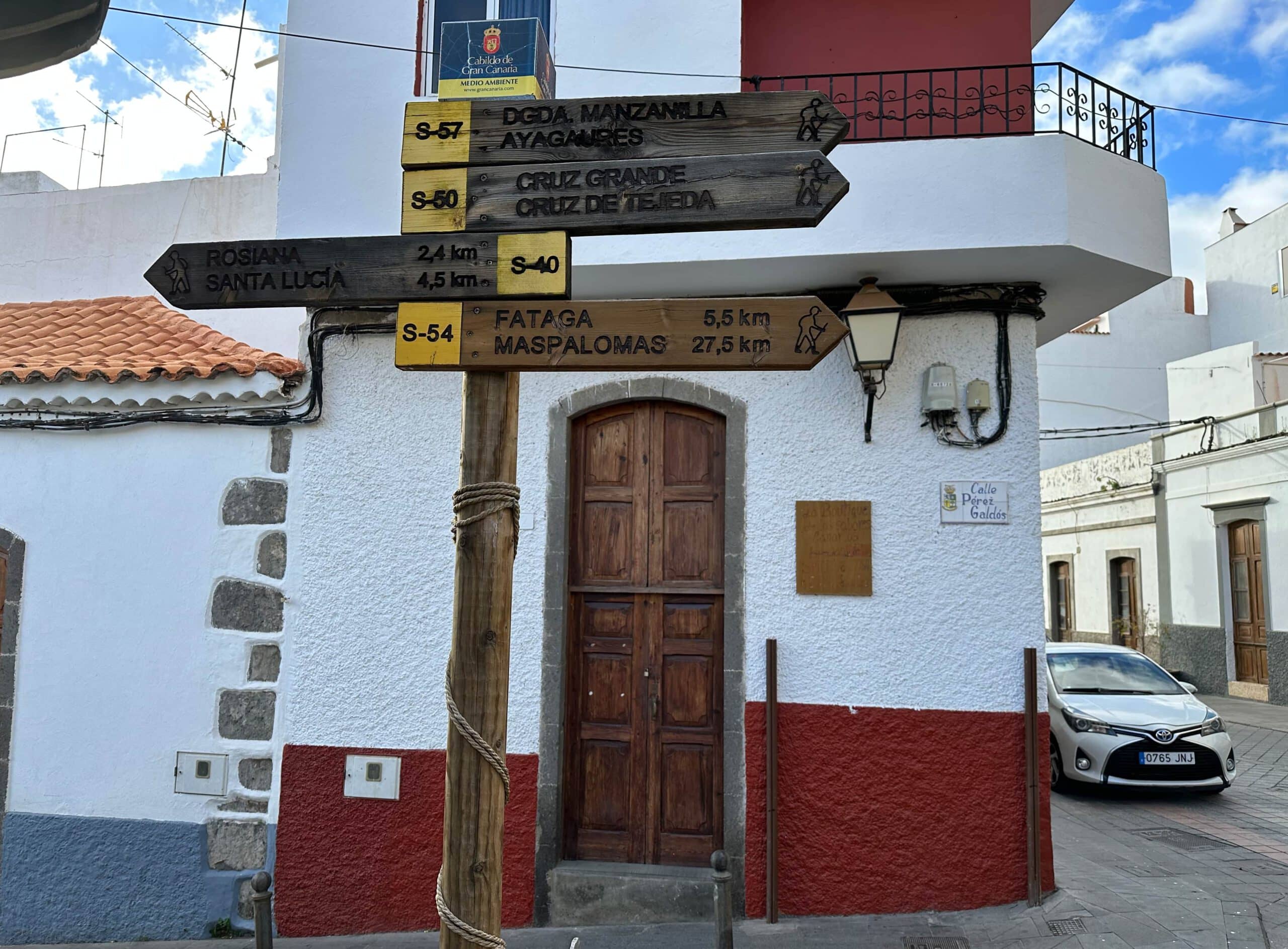 Wanderbeschilderung in San Bartolomé - Rückweg S-50 vom Cruz Grande