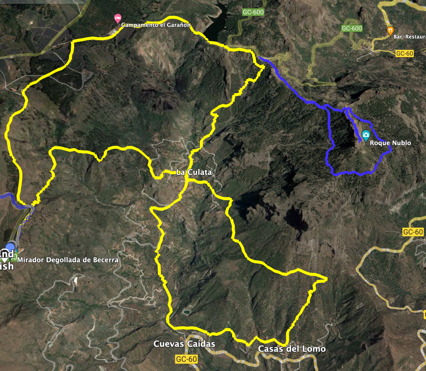 Track der Wanderung um La Culata und benachbarte Roque Nublo Tour