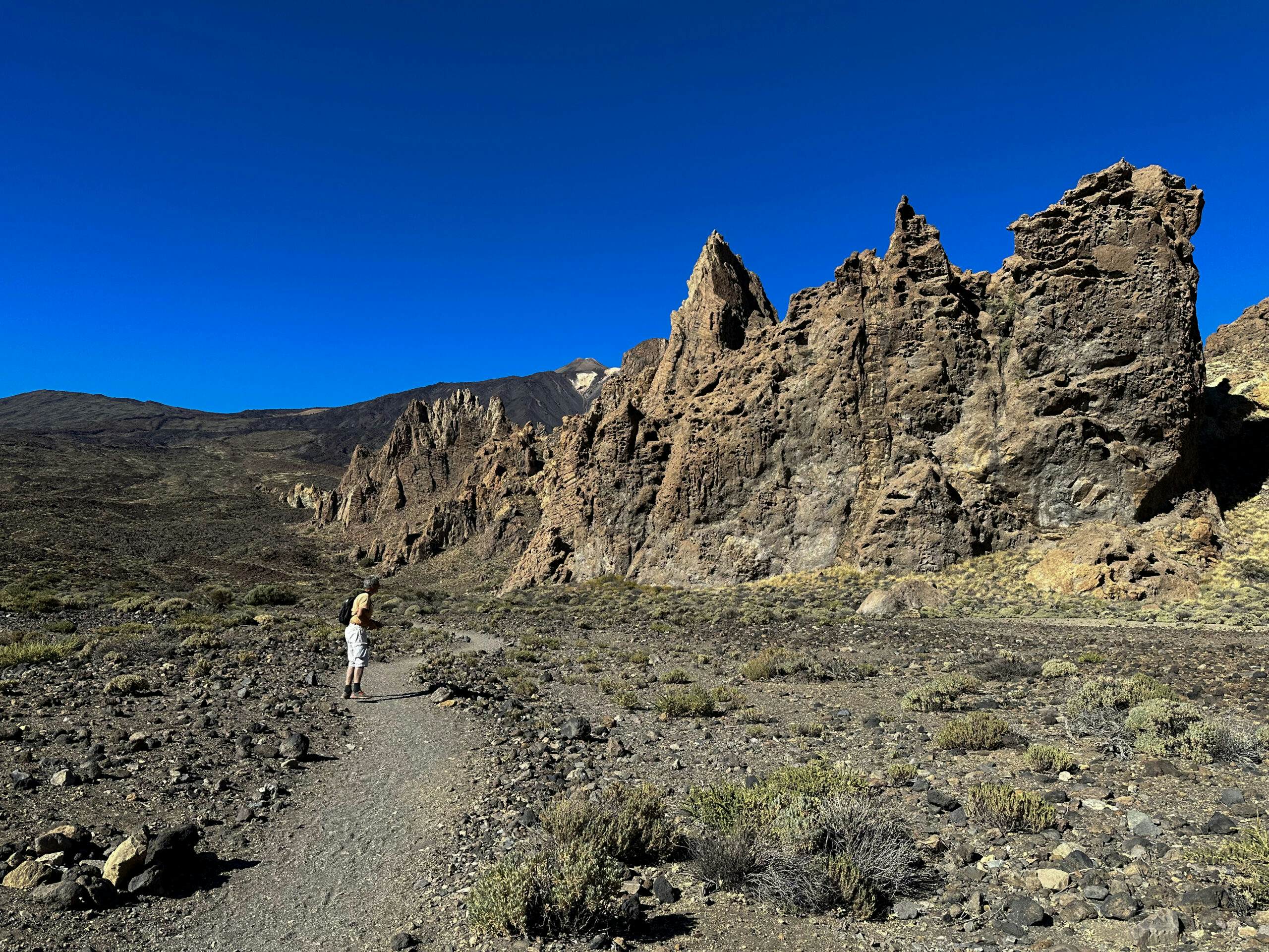 Hiking trail through the Llano de Ucanca - Pico del Teide in the background