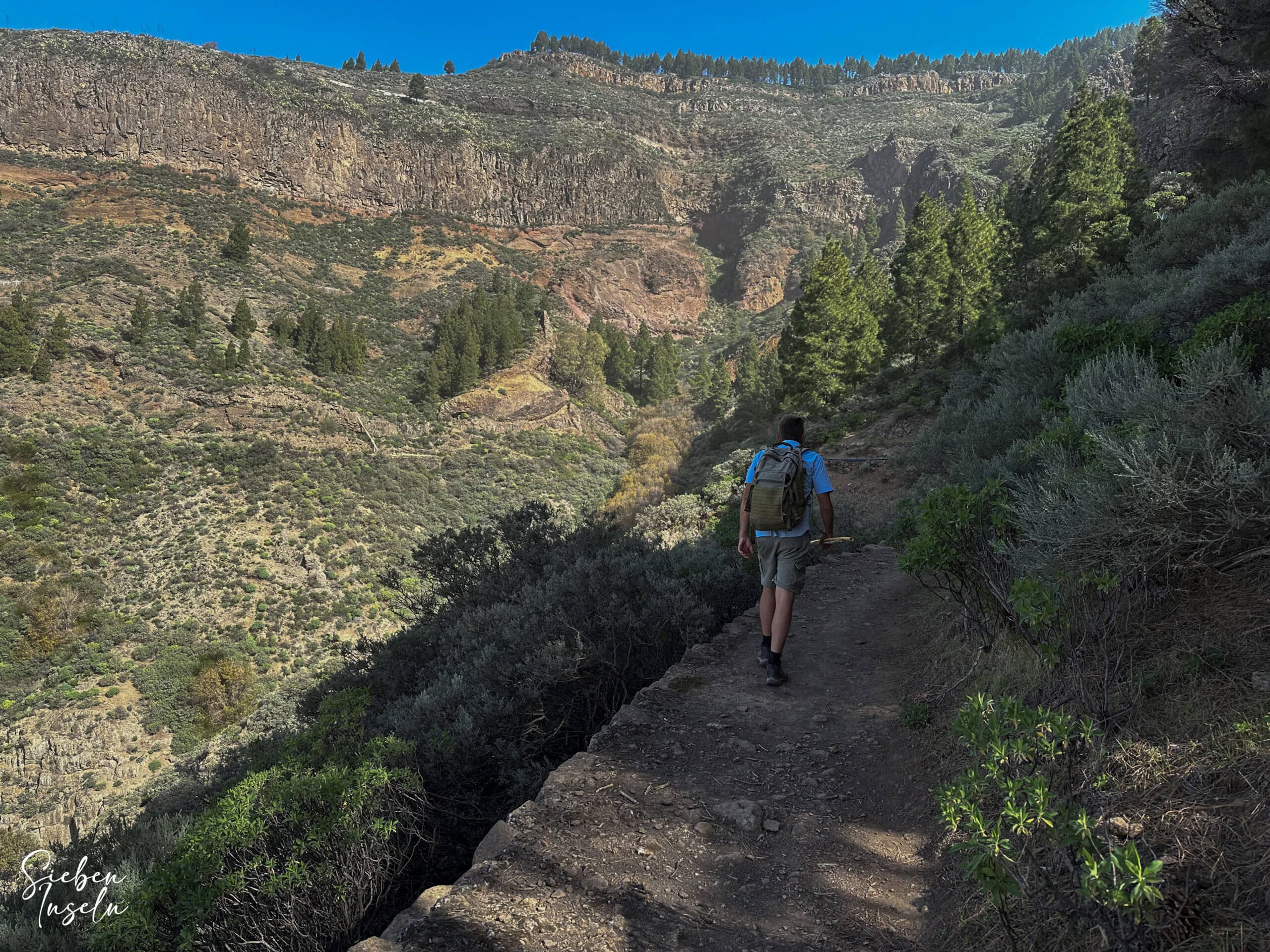 Hiking trail along the Barranco del Molino towards Mirador Degollada de Becerra