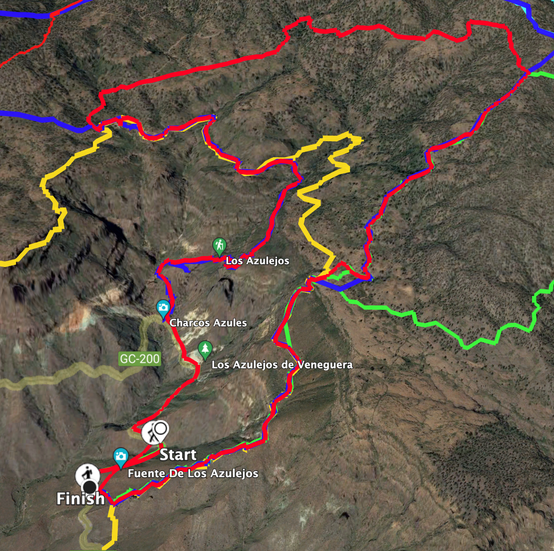 Track der Wanderung Azulejos de Veneguera (rot)