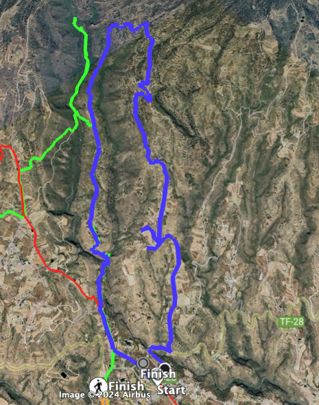 Trayecto de la ruta circular desde Arico Viejo
