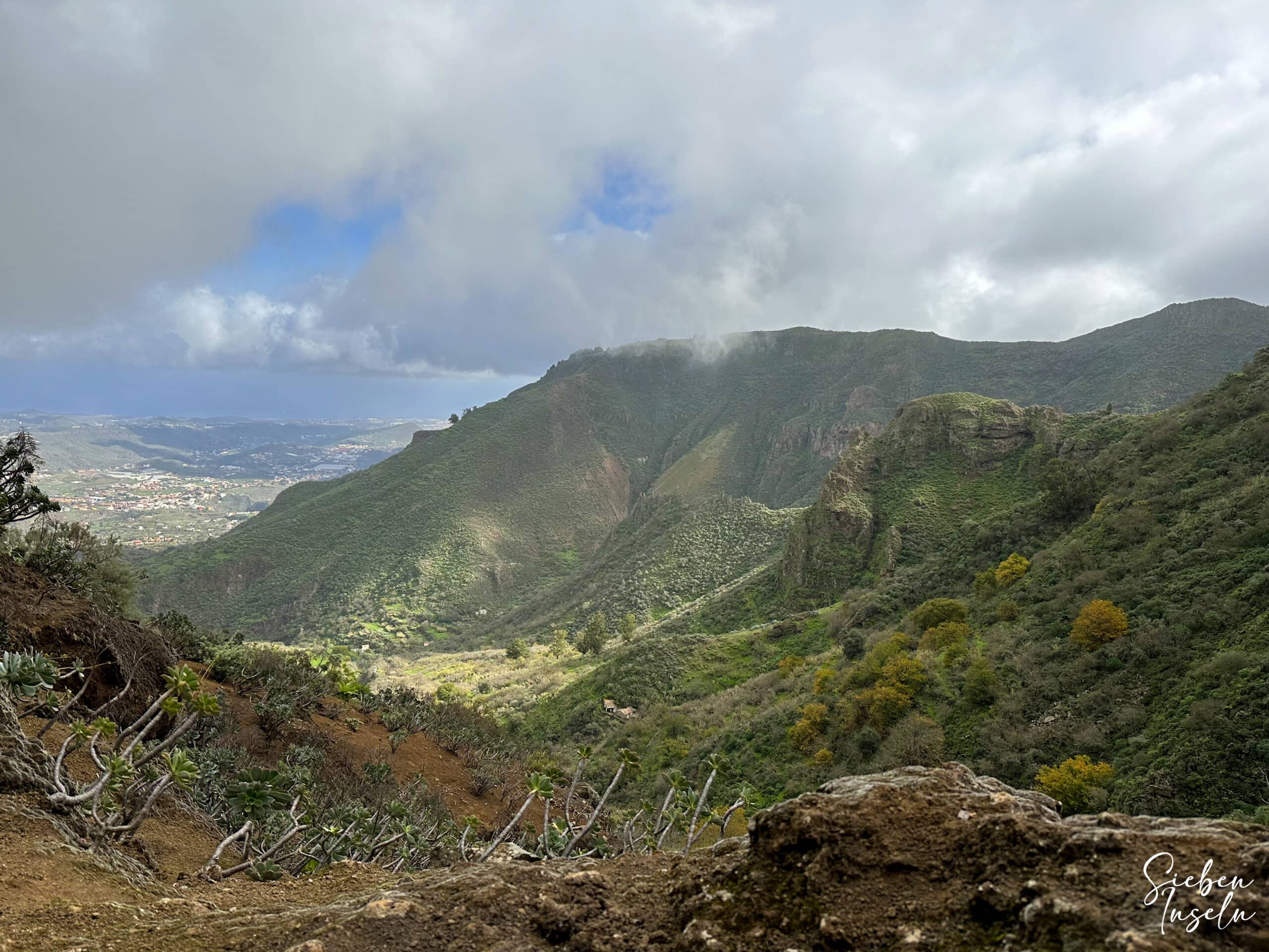 View from the hiking trail back to the ascent path on the opposite side - rear mountain ridge 