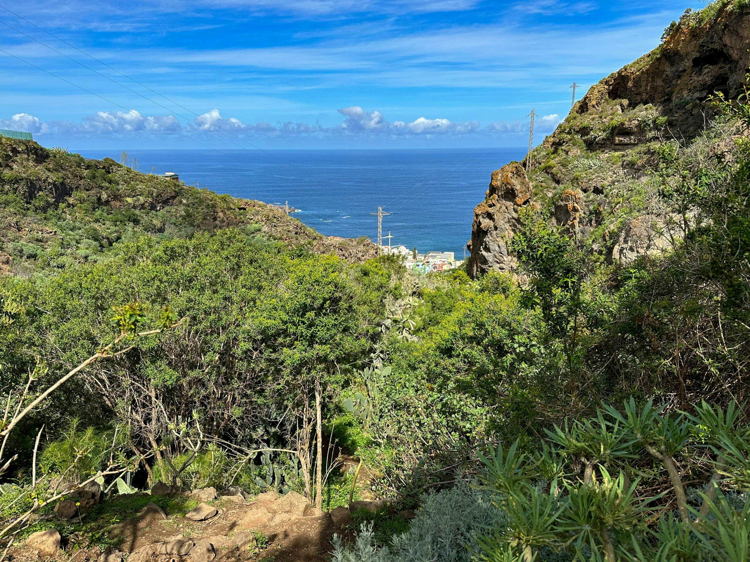 View from the hiking trail through the Barranco de Poncio over San Juan de La Rambla