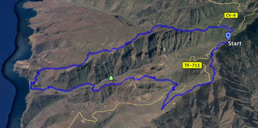 Track Wanderung nach El Cabrito - Blickrichtung Ost nach West