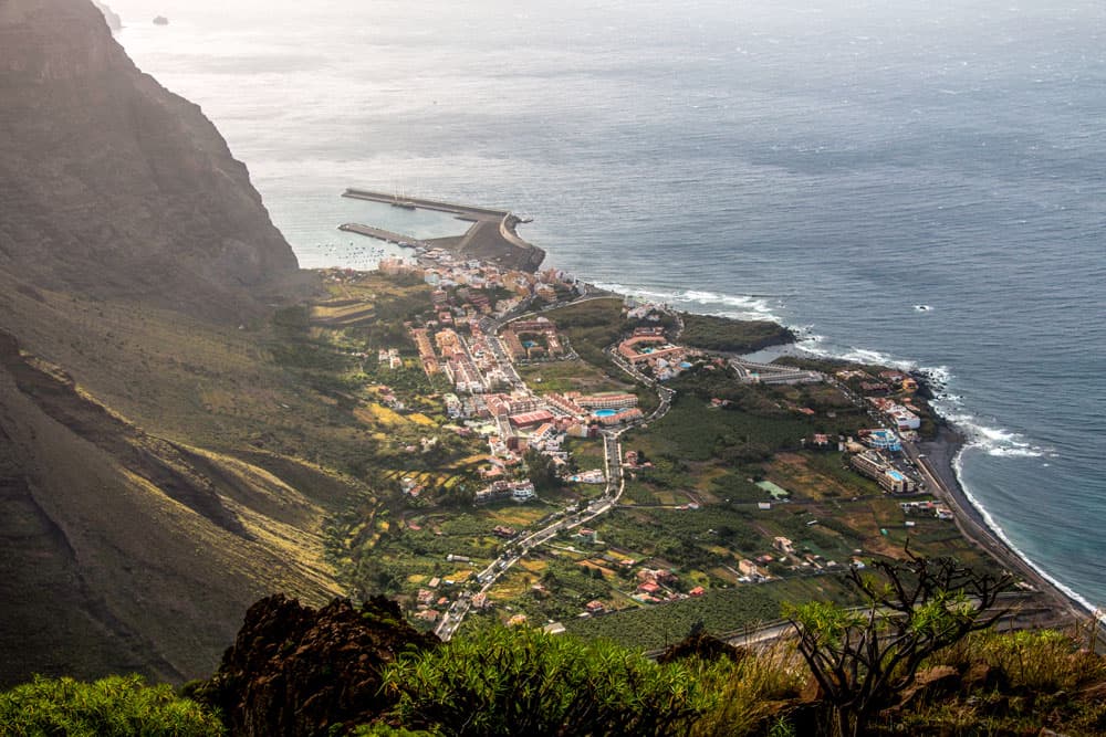 View to La Calera and Vueltas with the harbour