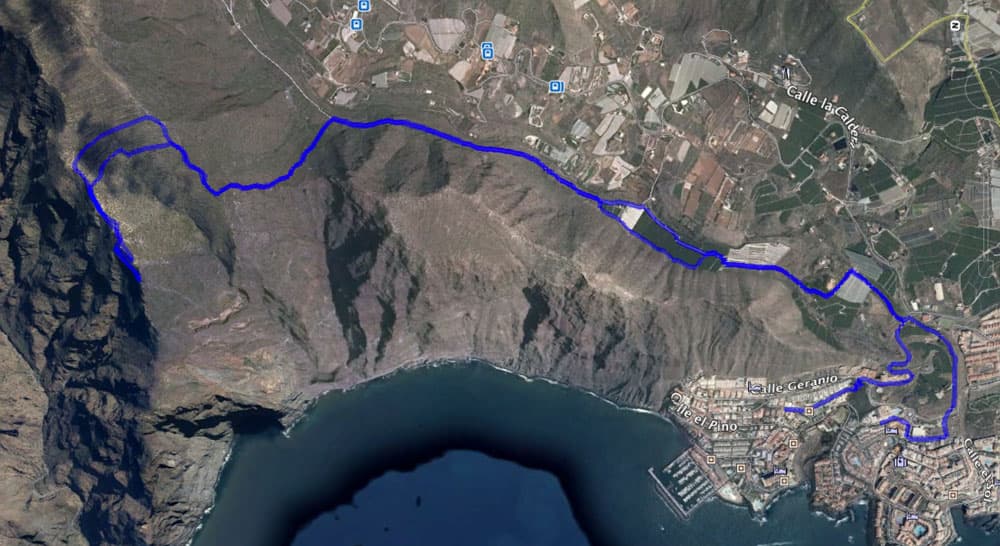 Track Los Gigantes - rock gate El Bujero - Los Gigantes