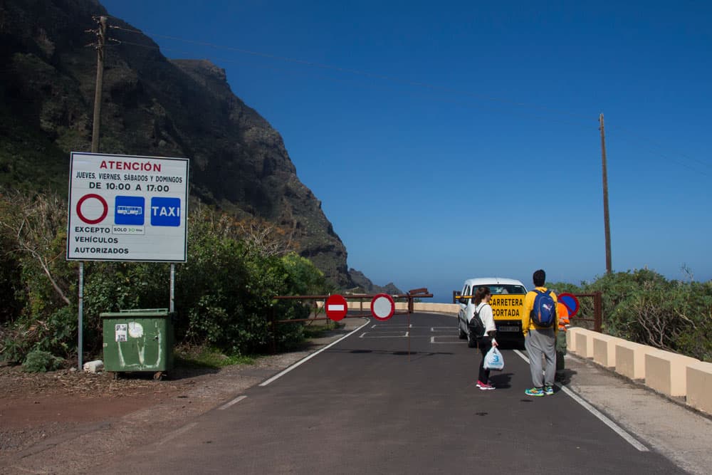 closed road to Punta Teno