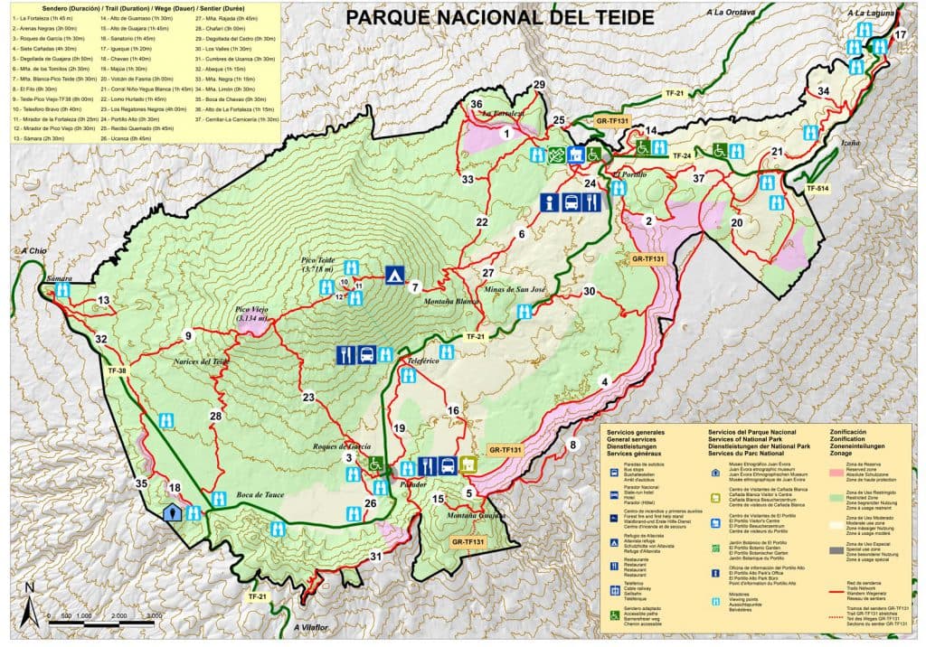 hiking map Teide National Parc