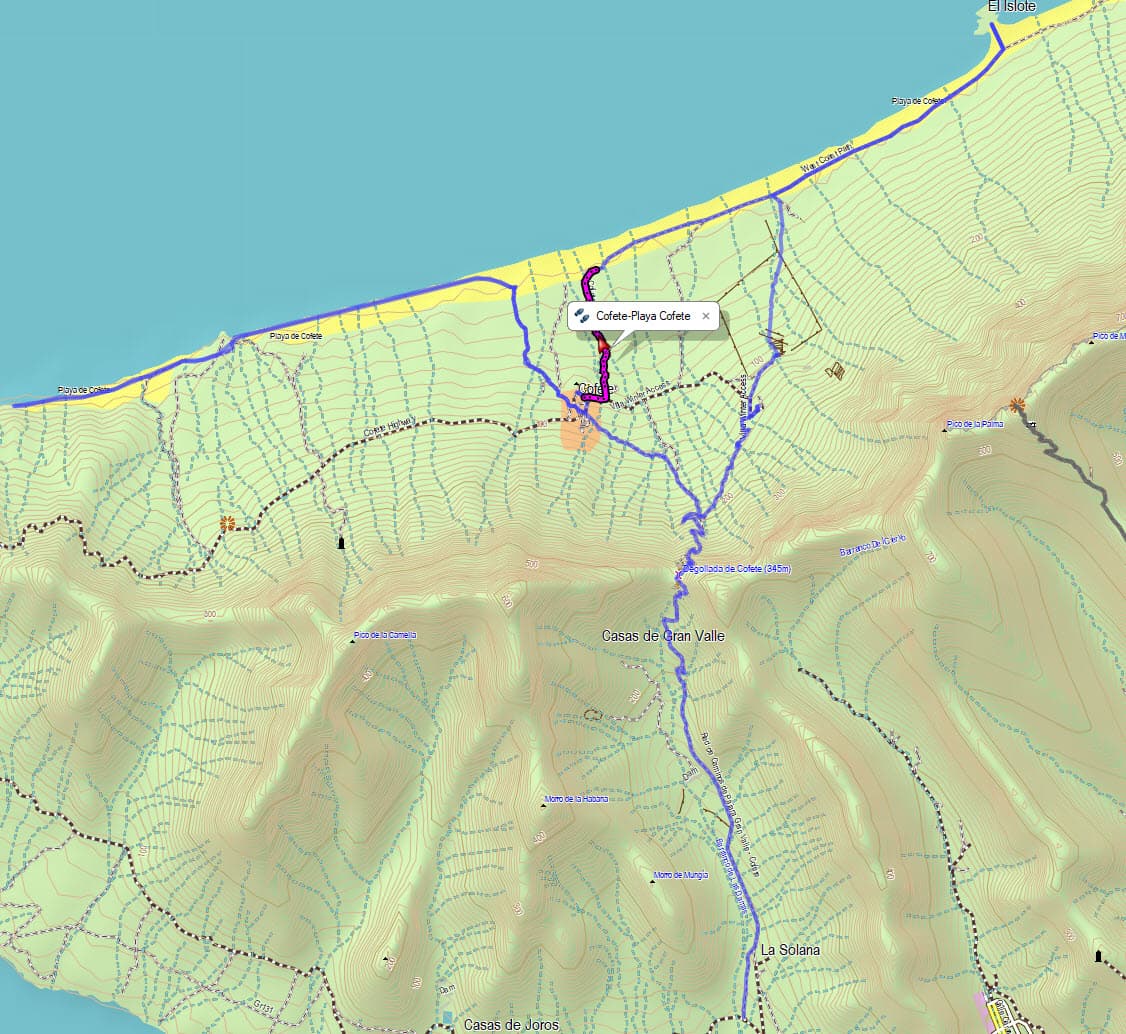 Track der Wanderung Playa Cofete