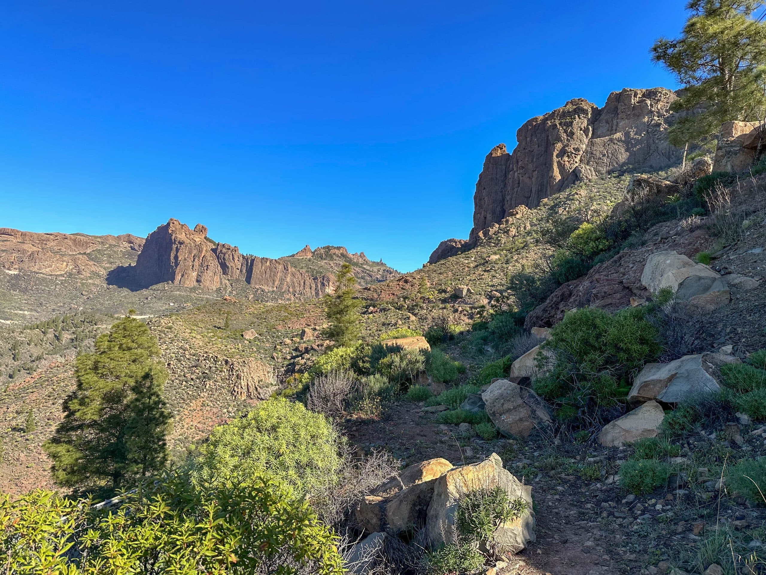 Ruta de senderismo de bajada a Cercados de Araña hacia el Lago Chira por la ladera