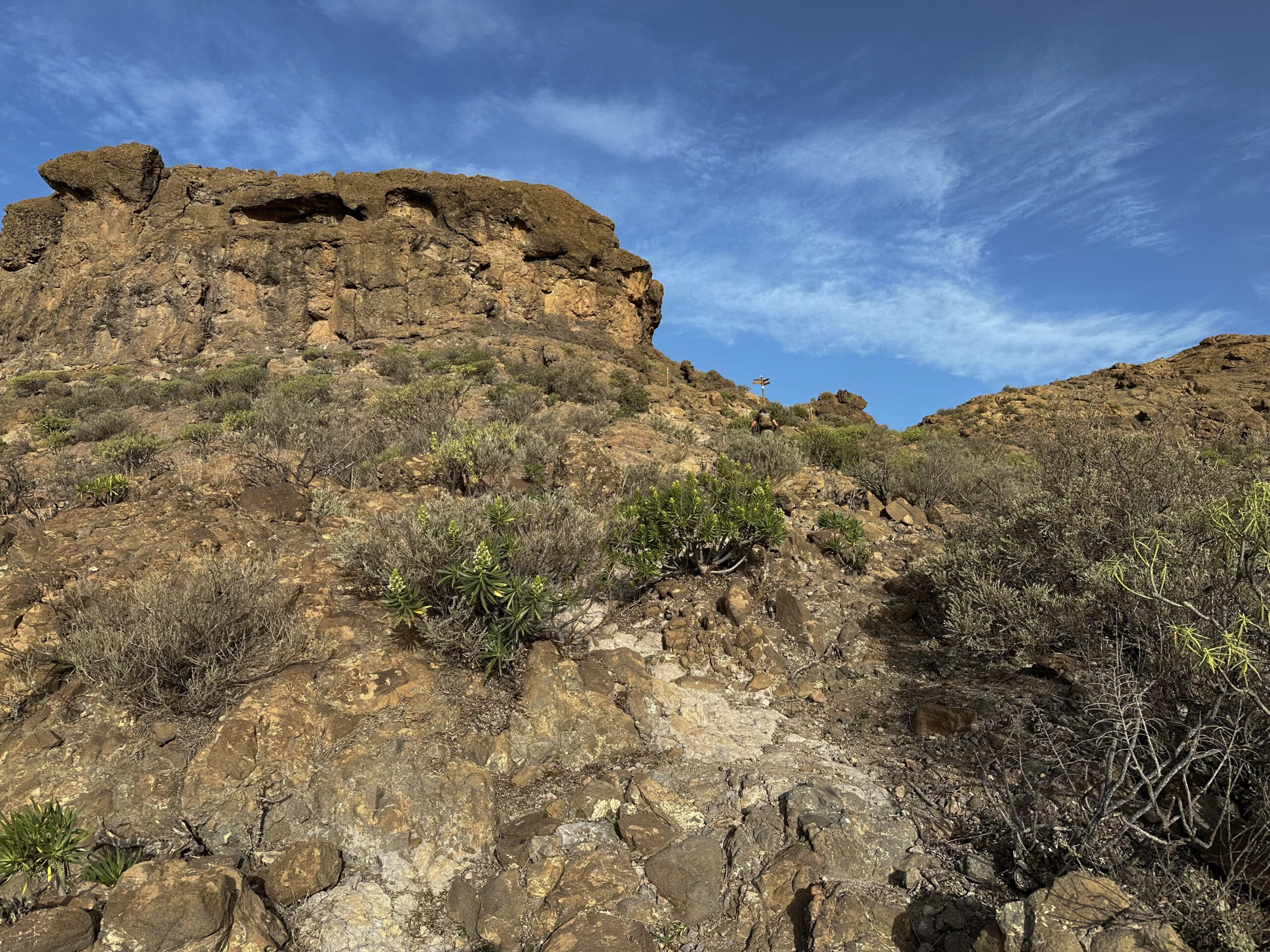 Hiking trail behind the canal path uphill on the GR-139