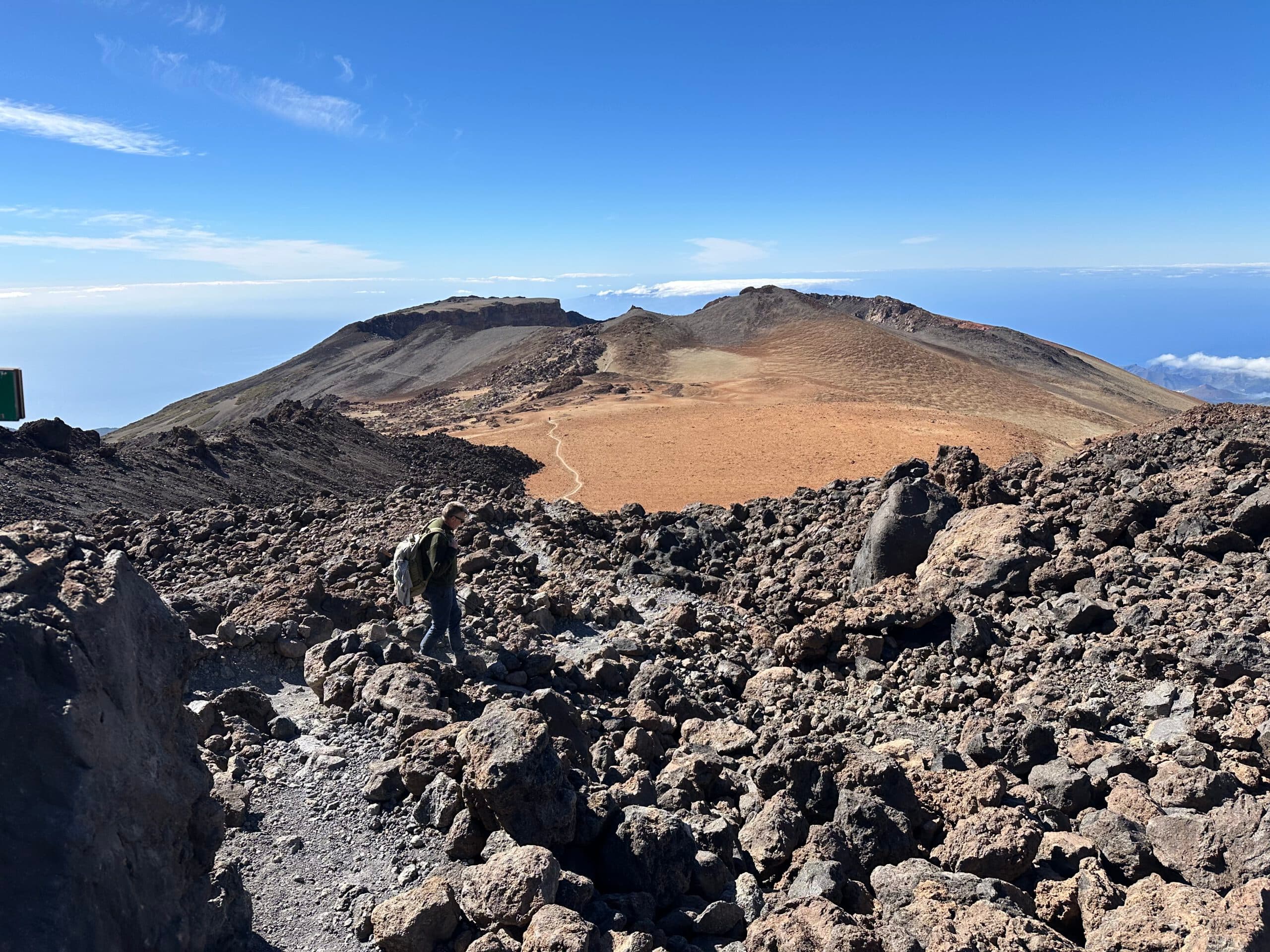 Hiker on the Sendero No. 9: Teide - Pico Viejo (connecting route towards the Pico Viejo crater)
