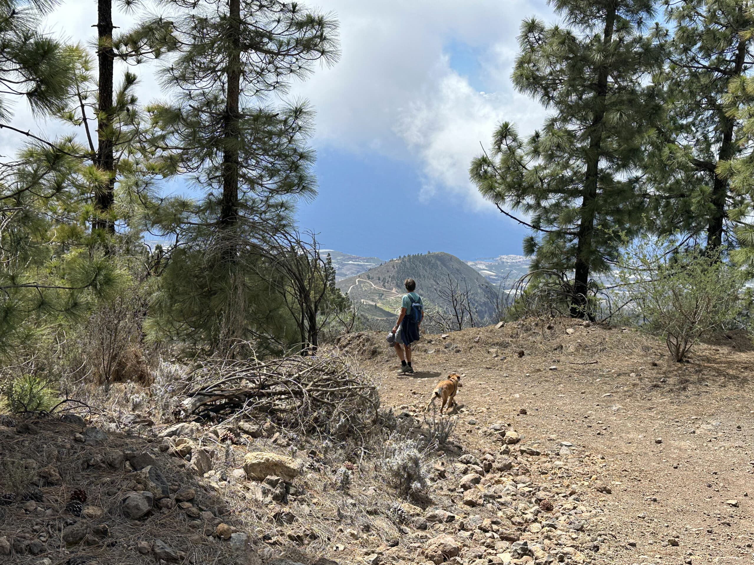 Wanderer auf dem Abstiegsweg nach Caserío de las Fuentes