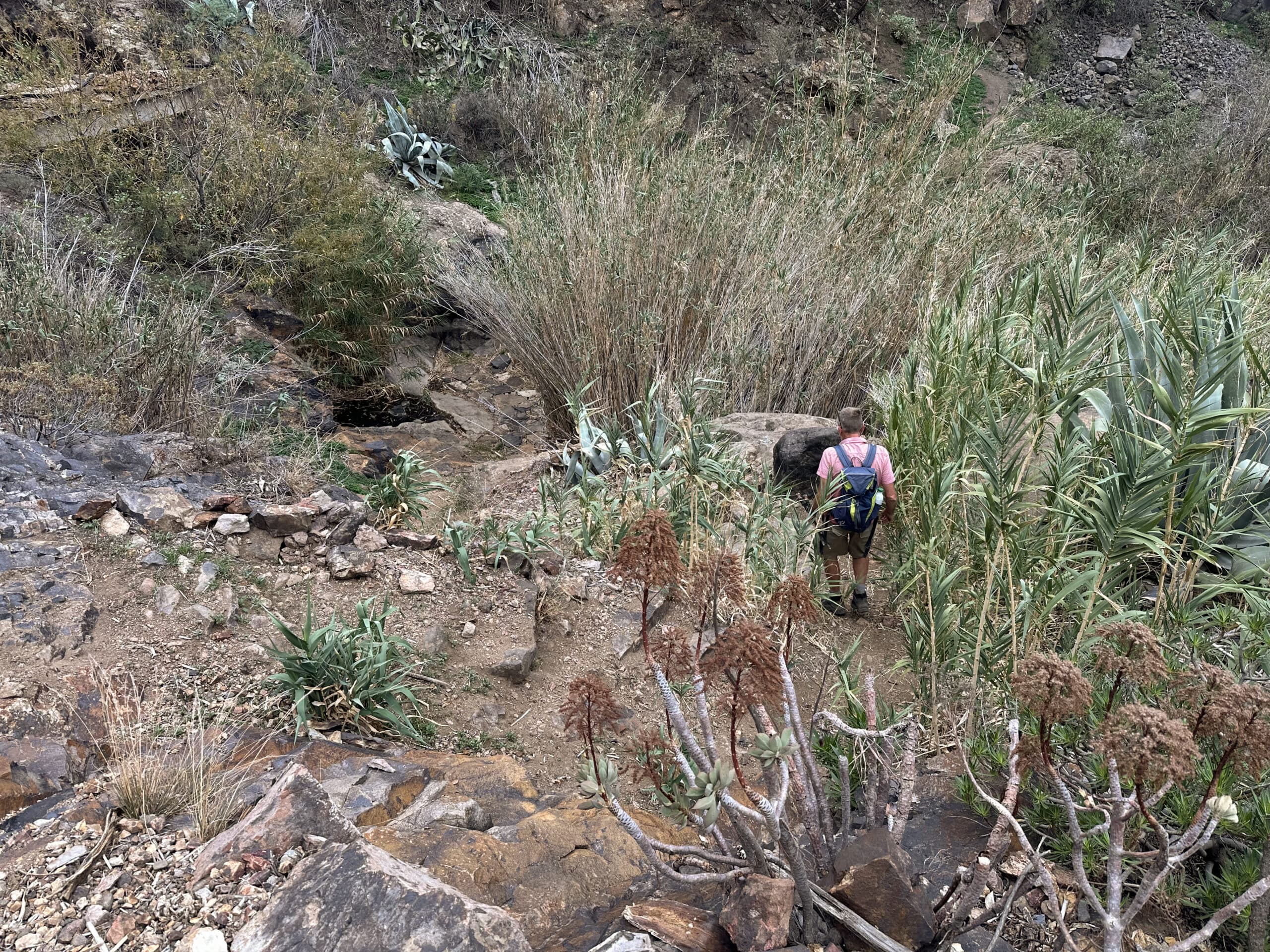 Durchquerung des Barrancobaches in der Schlucht von Tejeda