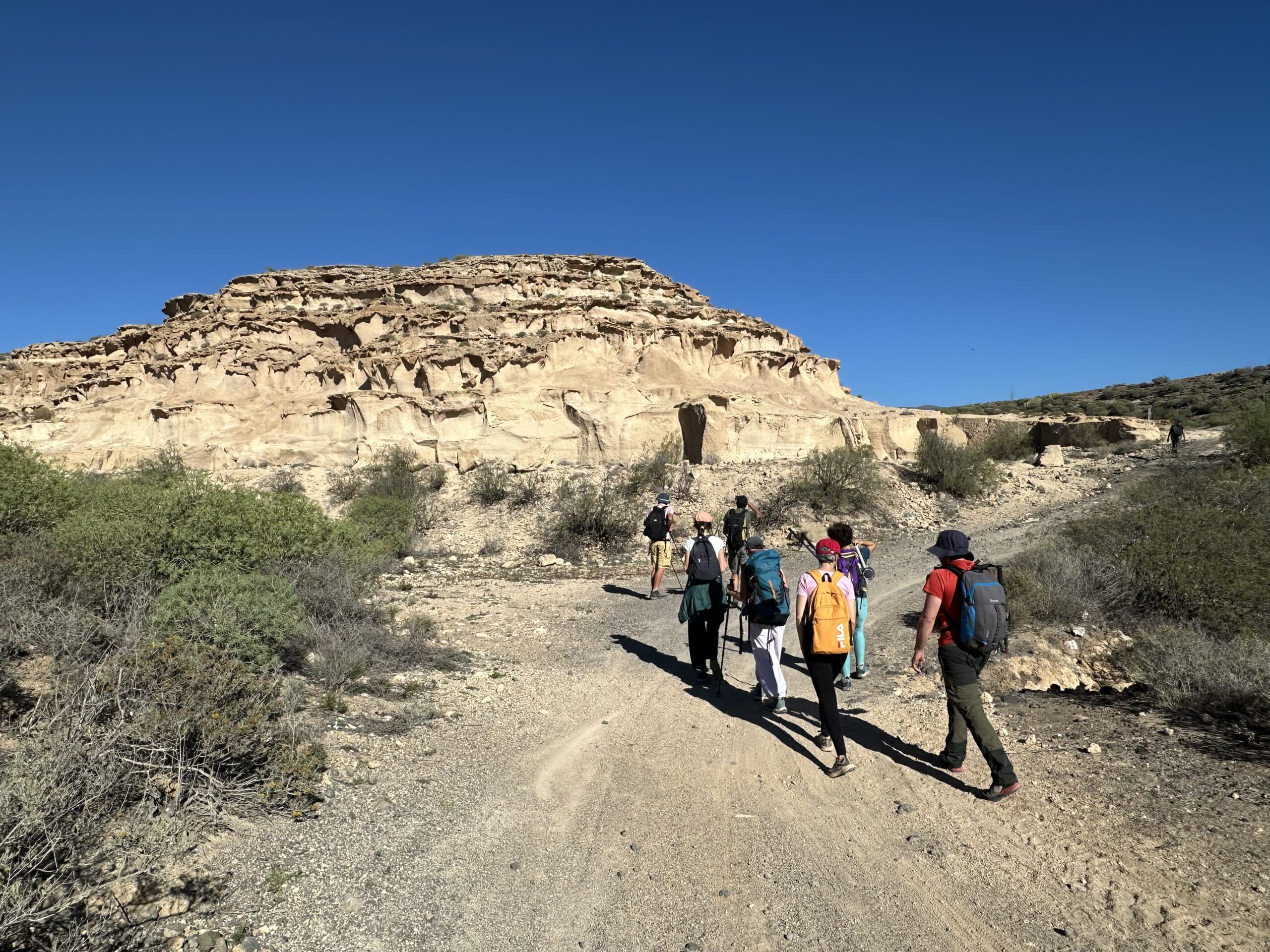 Wandergruppe auf dem Fahrweg im Barranco de las Monjas