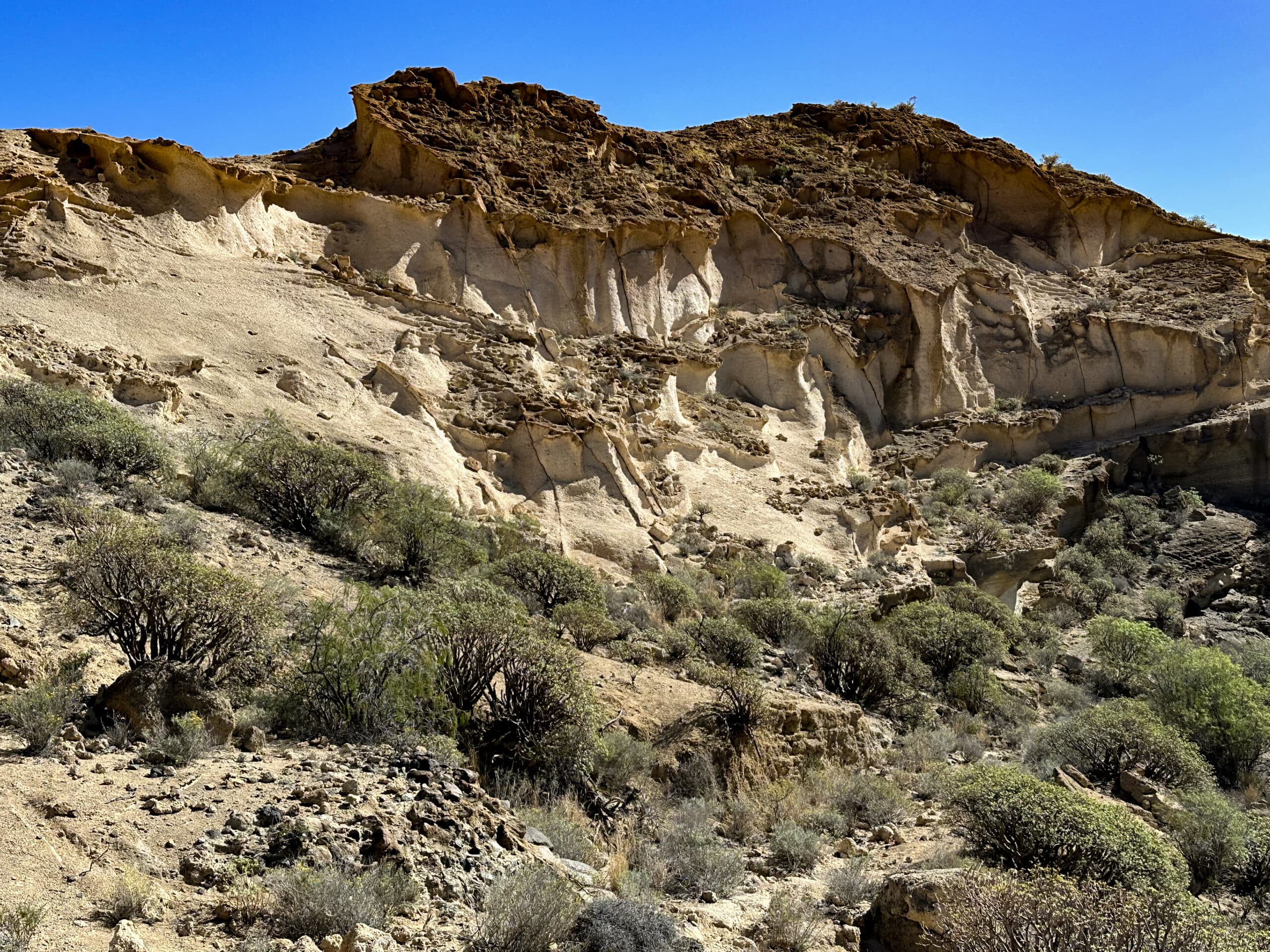 Barranco de las Monjas - Sandsteinhänge auf dem Rückweg der Wanderung