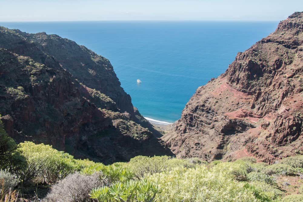 Blick von der Degollada de los Palos auf die Küste um Güi Güi