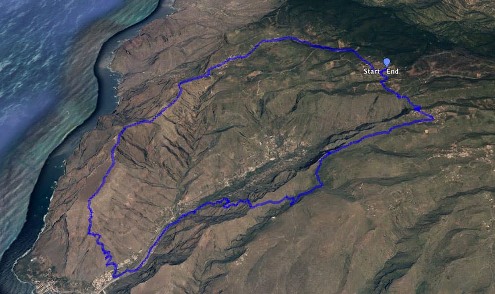 Track der großen Rundwanderung um das Valle Gran Rey