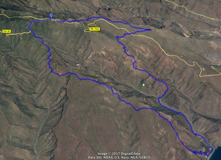 Track Wanderung nach El Cabrito - Blickrichtung West nach Ost