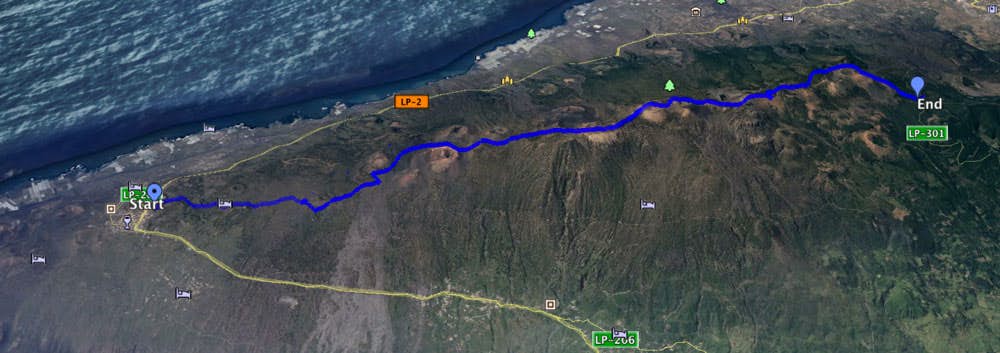 Ruta de los Volcanes - Track von Los Canarios zum Refugio del Pilar- Ostansicht