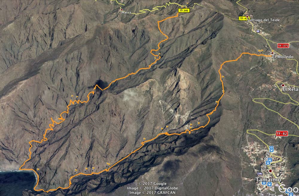 Ruta de senderismo circular Barranco Seco hacia abajo y Barranco Natero hacia arriba