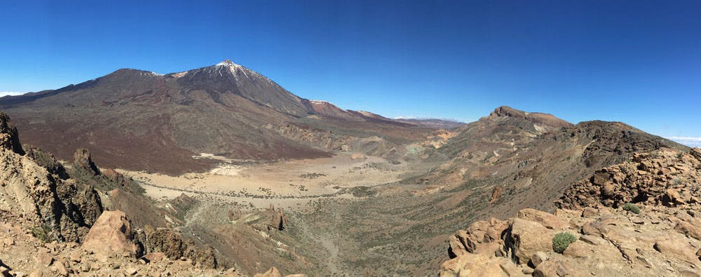 Panorama: Teide con caldera y montañas circundantes