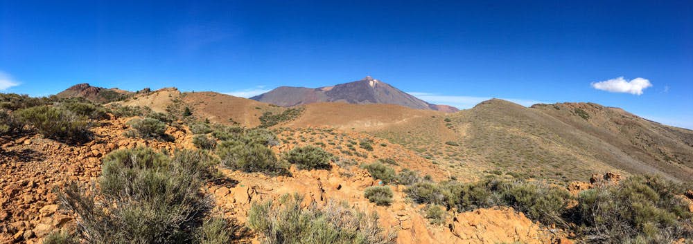 Panorama: Aussicht vom Sombrero de Chasna auf den Teide