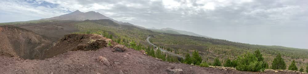 Blick vom Samara auf die Straße zum Teide Nationalpark - Panorama