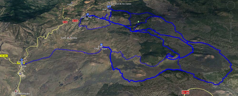 algunas rutas alrededor del volcán Chinyero