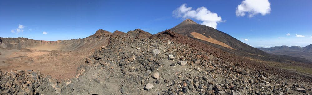 Panorama desde el cráter del Pico Viejo y desde el Pico del Teide