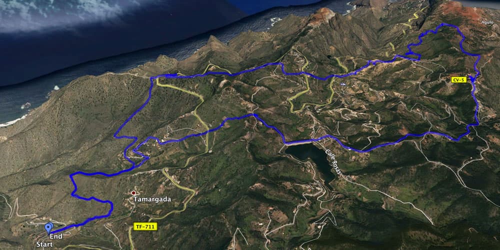 Track de la caminata alrededor de Tamargada