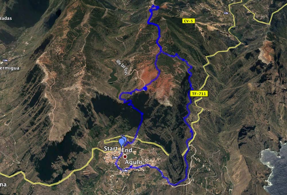 Trayecto de ida y vuelta desde Agulo por el Mirador Abrante y el centro de visitantes Juego de Bolas desde el Norte