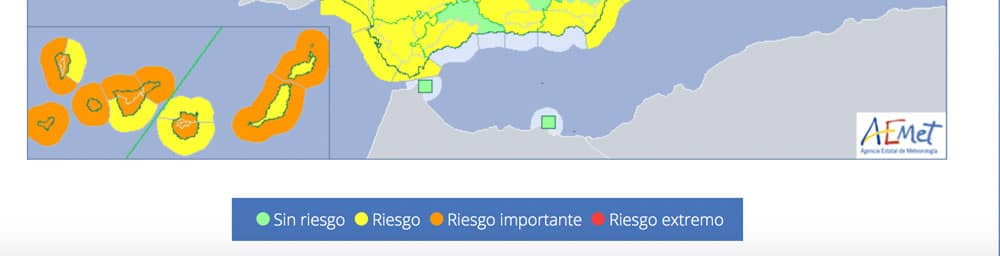 Spanischer Wetterdienst Aemet - Warnstufen