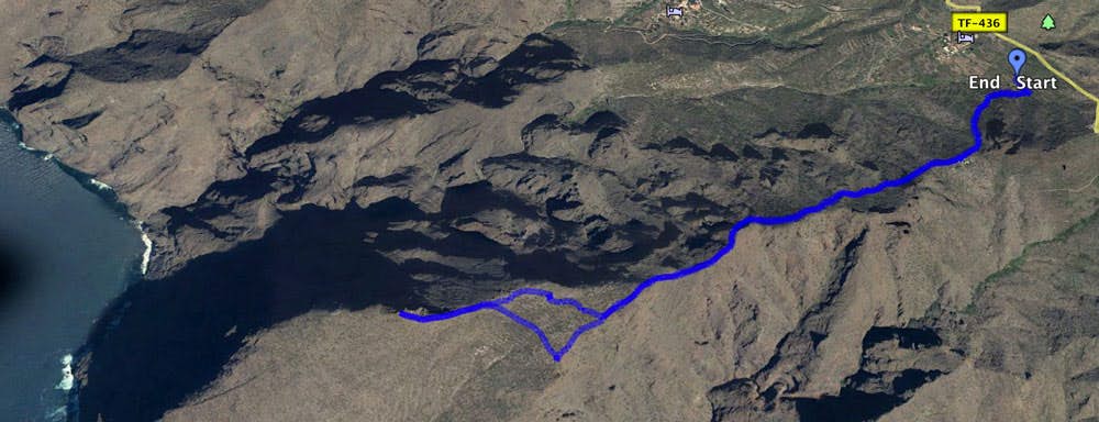 Track der Wanderung über den Steig von Los Carrizales