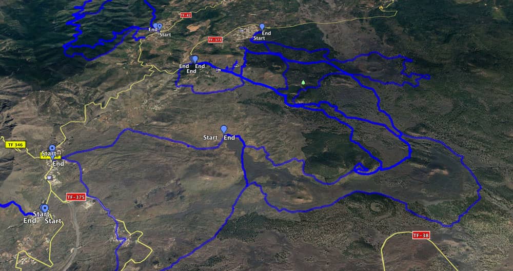 Arriba del mapa Pista de Montaña Negra - abajo Pistas alrededor del Chinyero