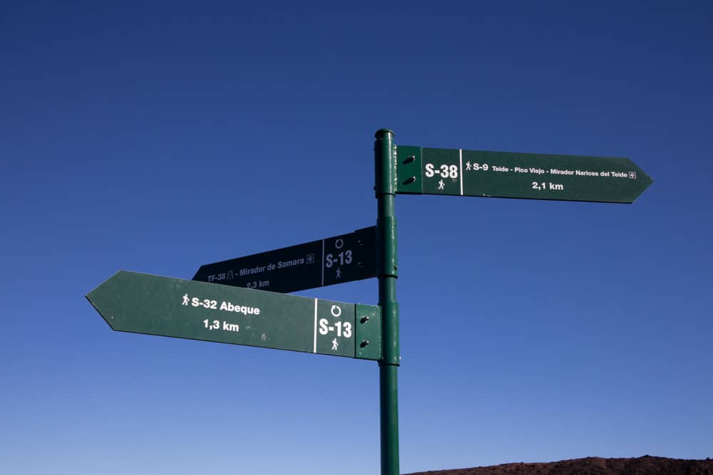 Gabelung Wanderwege -Montaña de La Cruz de Tea