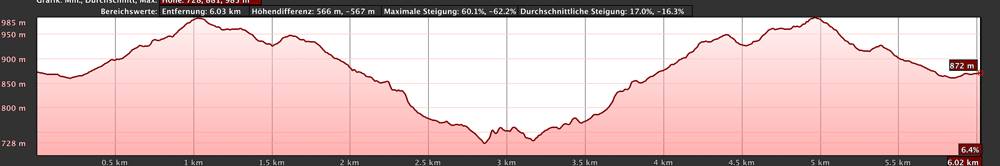 Höhenprofil Wanderung zum Risco Blanco und weiter auf den Grat