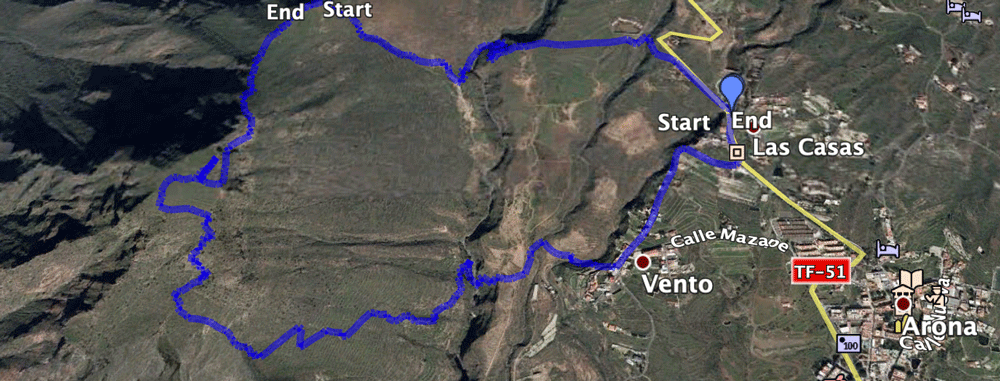 Track - Rundweg von Arona mit Auf- und Abstieg Conde