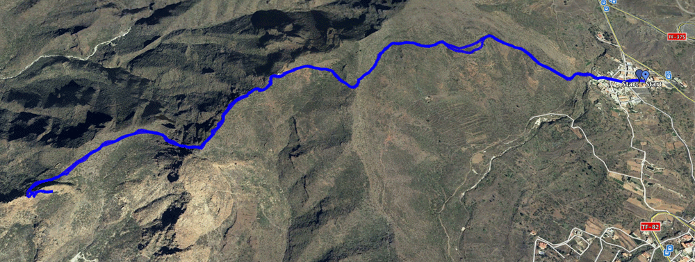 Track der Wanderung zum Risco Blanco und weiter auf den Grat