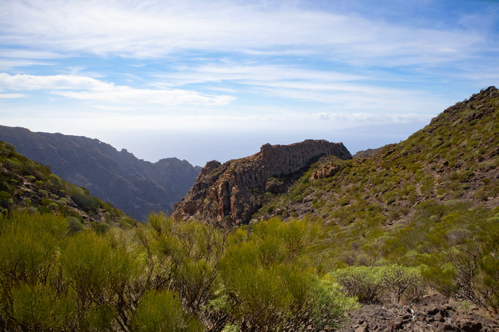 Blick auf das Felsenplateau über dem Barranco Seco
