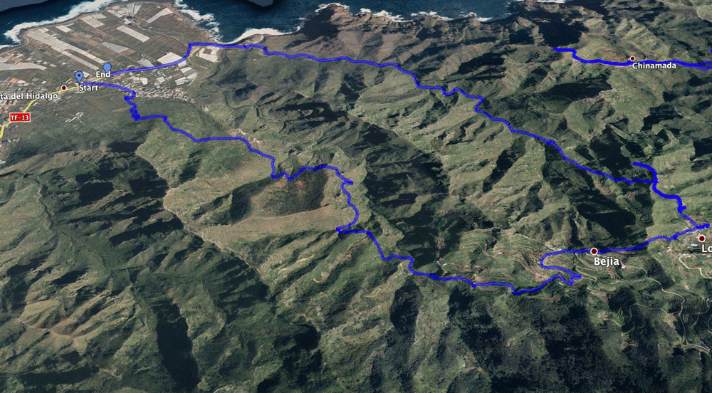 Track Rundwanderung Punta de Hidalgo - Bejia - El Batán - Barranco del Rio