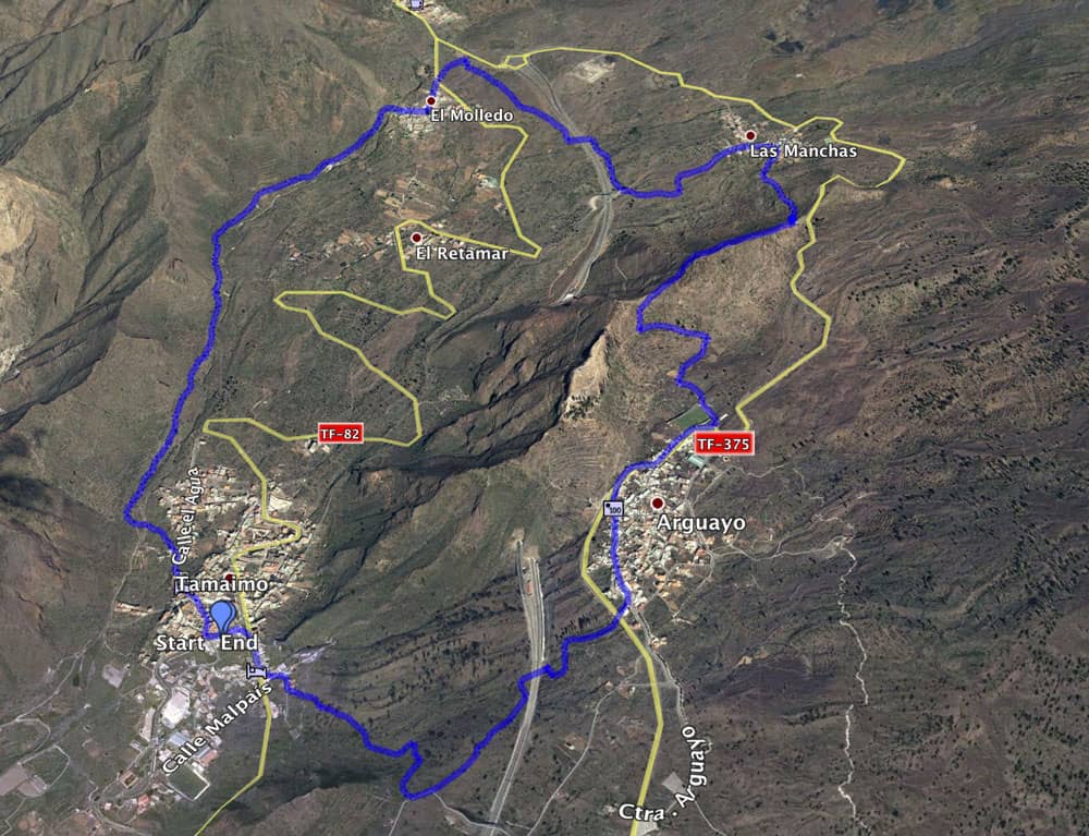 Ruta de senderismo Tamaimo - Arguayo - Las Manchas - El Molledo