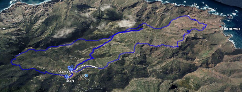 Track der Rundwanderungen Chamorga - Tafada und Chamorga - Leuchtturm