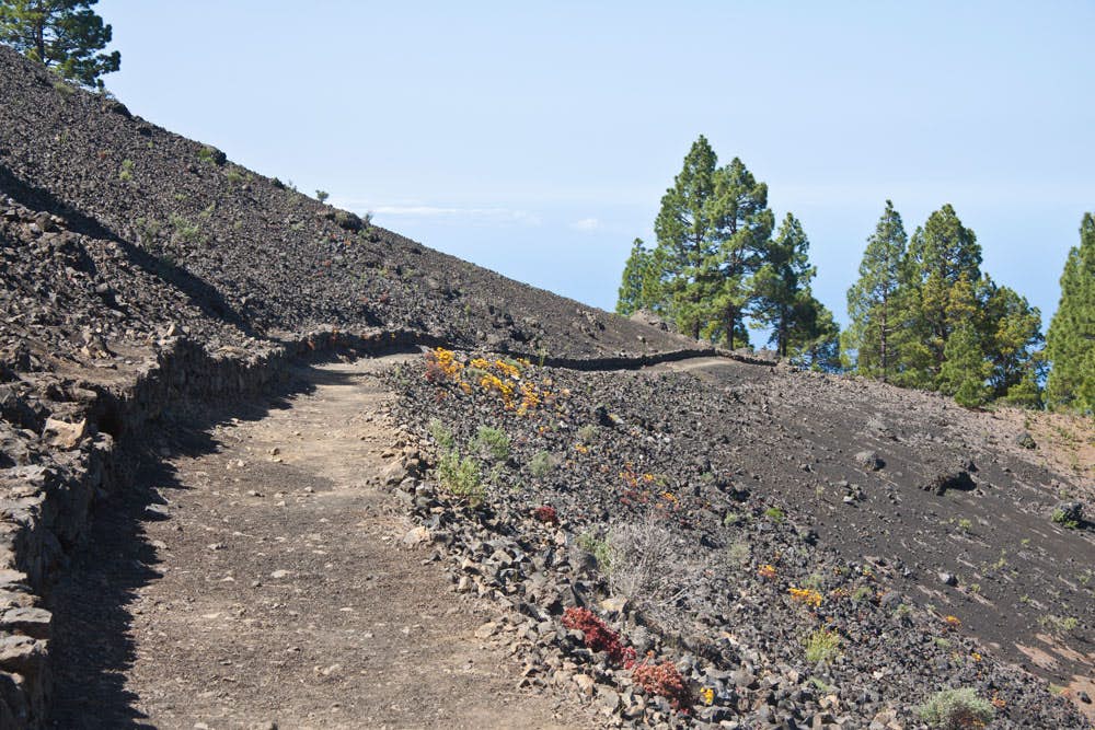 Hiking trail along the volcano