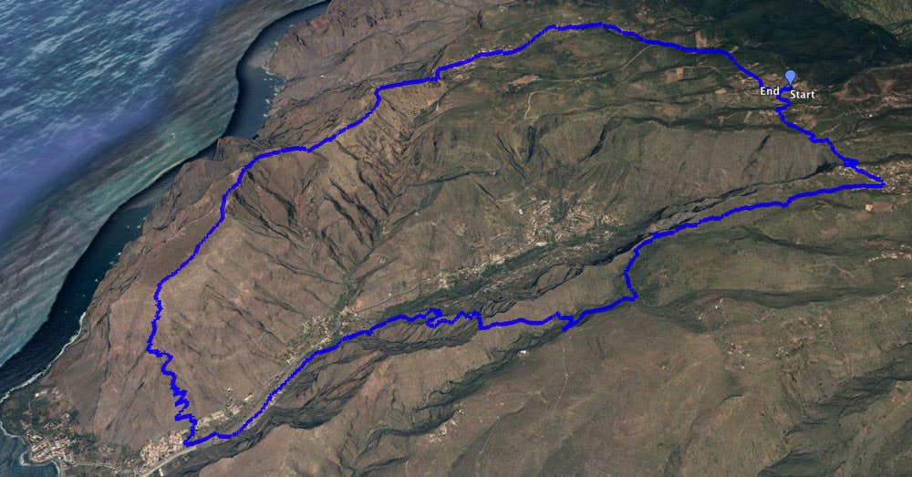Track of the large circular hike around Valle Gran Rey