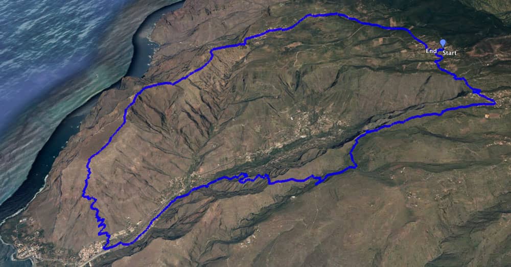 Track of the large circular hike around Valle Gran Rey